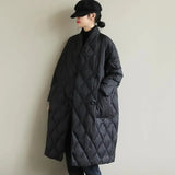 Winter New Arrivals Women's Cotton Coats Diamond Lattice Block Big Size Female Long Parkas Loose Lady Overcoats