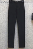 Female Casual Top Elastic High Waist Pants Two Piece Suit Patchwork Black Pullover Tops Solid Long Pant Set Autumn