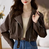 And Autumn 2025 This Year's Popular Short Leather Coat Clip Locomotive Jacket Design PU Leather Jacket