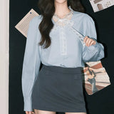 Toloer Collar Print Shirt 2025 Spring Burst Small Shirt Women Reduce The Age Of The French Unique Beauty Small