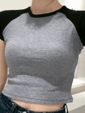 Short Sleeve Raglan Crop Top-Outfit