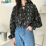 Blouses Women Floral Casual Summer Puff Sleeve Chic Fashion Basic Streetwear Sweet Stand Collar Ulzzang New Elegant
