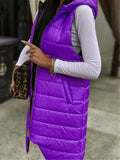 Sleeveless Puffer Jacket Women Hooded Cotton Padded Waistcoat Casual Streetwear Zipper Pocket Jacket Fashion Long Quilted