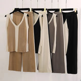Color Before And After The V-Neck Vest Knitted Fork Tops Knitted Knitted Two-Piece Trousers Knitted