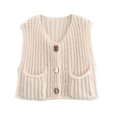 2024 Autumn And Winter New Women's Street Fashion 11 Color Thick Needle Vest W063 6001-Outfit