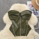 Locomotive Pure Hot Girl Breast Vest Autumn Zipper Short Design Sense Niche Beautiful Blouse