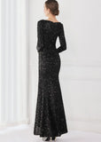 Winter Elegant Deep V Neck Long Sleeve Slit Cocktail Eevening