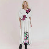 Elegant Tea Break Dress 2025 Autumn And Winter New High-End Printing Rose Flower Dress Dress