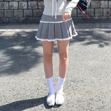Style Lovely Lace Spliced Pleated Skirt Ins Summer New Thin And High Waist A-Shaped Short Skirt-Outfit
