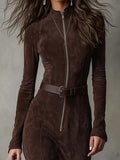 New Retro Modern Collar Zipper High Open Forked Waist Temperament Famous Style