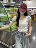 Toloer Short-Sleeved T-Shirt Women's Wear 2024 New Thin Temperament Summer Leisure Versatile Students Short