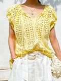 T-Shirt Holiday Style Embroidered Top Short Sleeve Summer French Design Sense South Oil Women's Lace Shirt