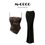 Little Wildcat Irregular Leopard Tectar Sling Vest Fashion Fishtail Ass Skirt