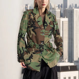 Toloer 2024 New Street Hipster Camouflage Print Blazer Women's Waist Show Slim Long-Sleeved Suit Jacket-Outfit