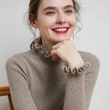 Toloer And Winter 2023 New Women's Knitwear Korean Version Of The Flower Collar Draw Bottom Shirt With Sweater Coat Jacket-Outfit