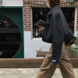 Autumn 2022 Korean Winter New Women Casual High End Black Short Double Sided 100% Wool Coat Loose Plus Size Woolen