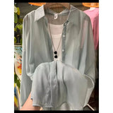 New Fashion Clothes Beaded Sunscreen Women Loose Lantern Sleeve Shirt Senior