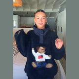 New Women's Autumn And Winter Lead Cute Bear Pattern Lamb Plush Jacket Jacket