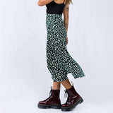 Toloer / Summer 2023 Leopard Print Slit Skirt Sexy Zipper High-Waist Long Skirt-Outfit