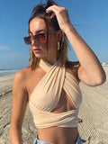 Toloer 2024 New Sexy Cross Hanging Neck Wipe Chest Small Vest Female Tide-Outfit
