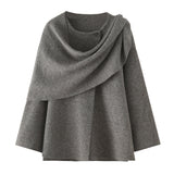 New Asymmetric Cloak Sweater Short Knit Coat
