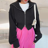 Y2K Double Zip Knit Top-Outfit