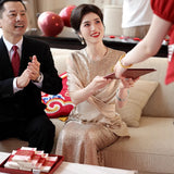 New Temperament Long-Term Cash Waist Fishtail Skirt Wedding Dress Elegant Gold Squine Mother