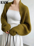 Elegant Gray Knitting Cardigan Sweater Loose Fit V-Neck Long Sleeve Women New Fashion Tide Autumn Winter 2022
