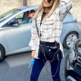 PUWD Vintage Woman Loose Camel Old School Plaid Shirt 2020 Fashion Ladies Autumn Oversized Outwear Female Casual Pocket