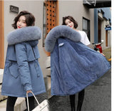 Cotton-Padded Jacket Women 2024 Winter Parke Leisure Long Korean Version Of Women's Warm Loose Big Wool Collar Cotton-Padded Coat-Outfit