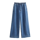 Street Fashion Straight Trousers Set Women's Spring Top Denim Casual