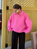 Hoodie 2024 Autumn Winter Female Neutral Fashion Street Trend Loose Lapel Zipper Hoodie-Outfit