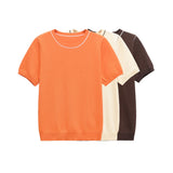 Homemade New Women's Classic Bingbian Short-Sleeved Knitted Knitting Top