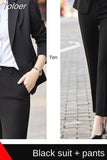 Women Blazer Elegant Chic Office Spring Autumn Professional Casual Solid Single Button Long Sleeve Blazer Straight Pants