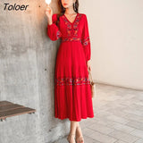 French White Dress Cotton Embroidered V-neck Elegant Ladies Dress Ruffle Hem Chic Autumn Dress Retro Luxury Brand