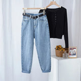 Streetwear High Waist Denim Jeans 2021 Vintage Blue Harem Jeans Female Lady Denim