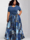 Size Casual Dress New Women's Dress With Fashion Printing And Color Impact Dress-Outfit