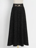 Casual Black Skirt For Women High Waist A Line Solid Minimalist Midi Skirts Female Korean Fashion Clothing 2021