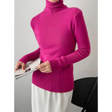 Women's Turtleneck Solid Bottomed Knit Shirt 2022 Autumn Winter Korean Style Simple 8-color