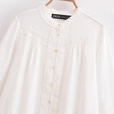 Homemade New Women's Classic Lace Round-Neck Long-Sleeved Dress