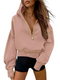Women's Clothing 2025 Spring And Autumn Half Zipper Short Hoodie Women