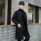 2023 Winter Woolen Coat For Men Long Tide Loose Wool Woolen Men's Trench Coat Spring And Autumn Coat-Outfit