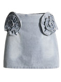 Toloer Personality Wind 2024 Autumn New Three-Dimensional Flower Denim Jacket Coat Half Body Short Skirt Suit Female-Outfit