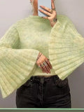 Horn Sleeves Lazy Short Sweater Ins Fall's New Fashionable Commuter Blouse Women's Wear-Outfit