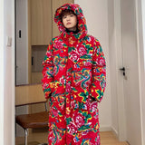 Long Cotton-Padded Coat Coat Northeast Dahua Chinese Style Hanfu Men And Women Loose Warm Cold Hooded Cotton-Padded Jacket Lovers-Outfit
