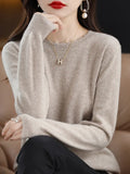 Waxy Leisure Lace Round Neck Bottomed Sweater Women's New Foreign Style 2024 Autumn / Winter Sweater Long-Sleeved Sweater-Outfit