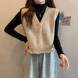 Vest Women's 2025 New Wear Early Spring Wooden Ear-Side Sweater Vest Stacked Shoulder