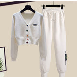 Toloer Summer Fashion Suit Female Net Red New Short Sweater Sweater With Sweatpants Casual Two Sets-Outfit