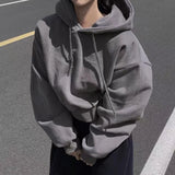 Solid Color Oversized Cropped Hoodie-Outfit