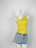 Toloer Color Lemon Yellow Vest Female Dopamine Wear With Stereo Flower Sling Handmade Hook Flower Diagonal Shoulder